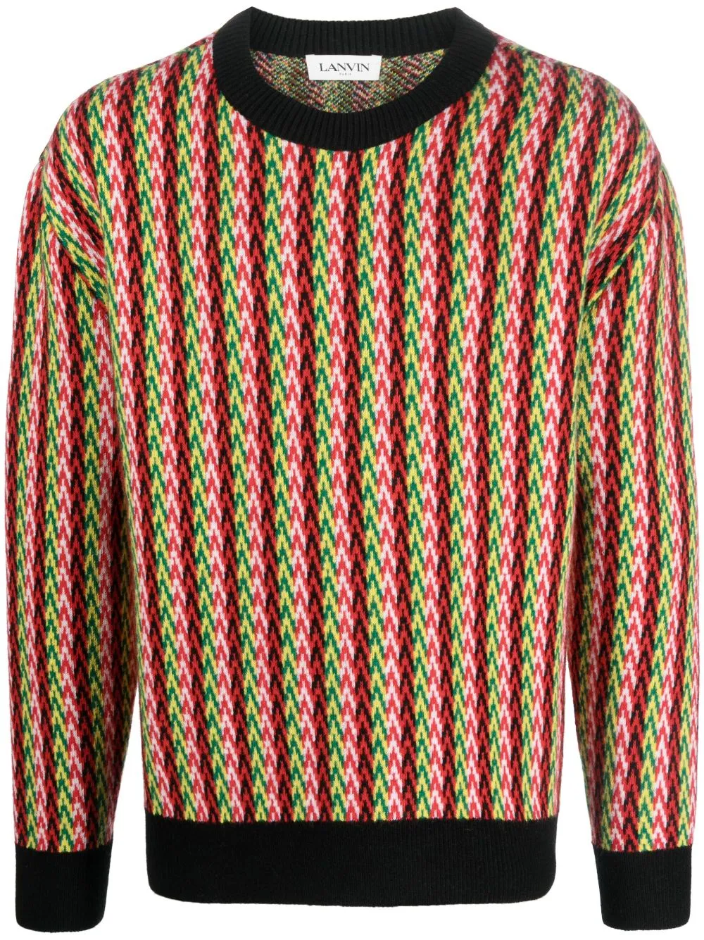 Lanvin Zigzag Pattern Merino Wool Sweater In Red