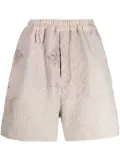 By Walid embroidered linen-cotton shorts - Neutrals