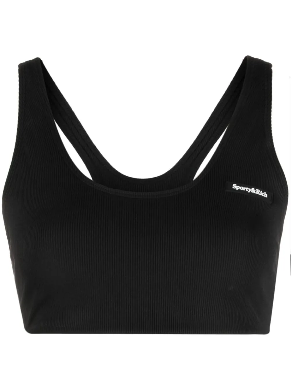 Sporty & Rich Serif logo-patch ribbed bra