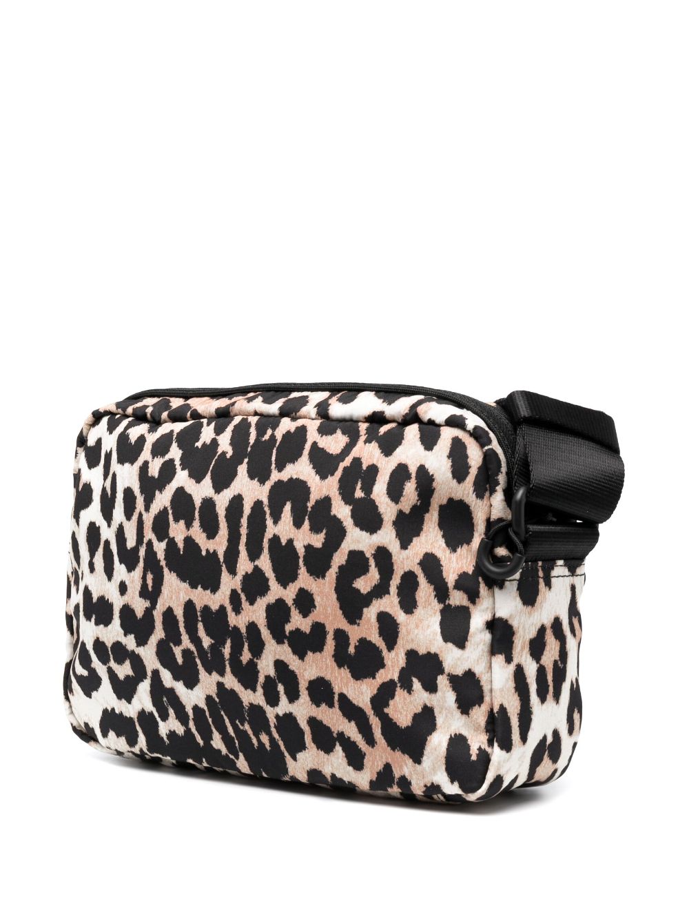 Shop Ganni Leopard-print Recycled-polyester Crossbody Bag In Neutrals