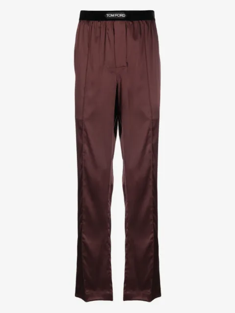 TOM FORD logo-waistband silk pajama bottoms