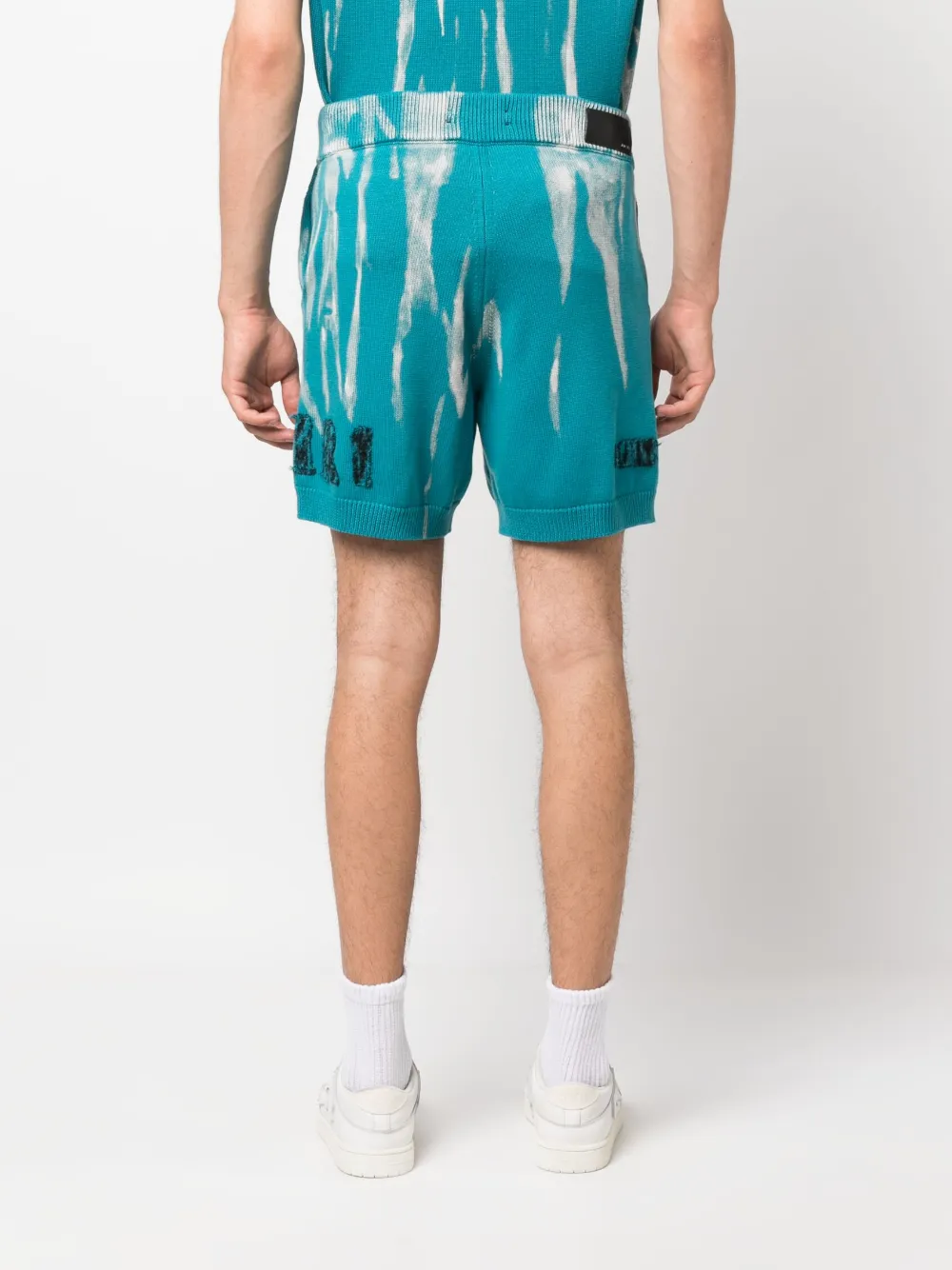 Amiri Logo-embroidered Knitted Shorts In Blue