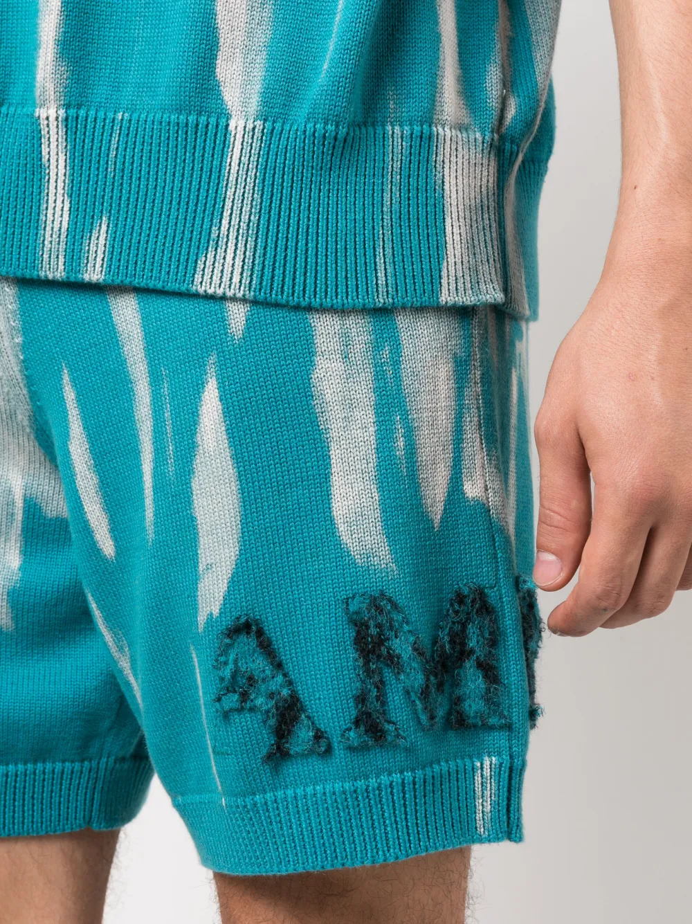 Amiri Logo-embroidered Knitted Shorts In Blue