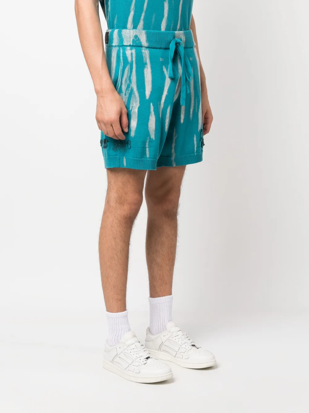 Amiri Logo-embroidered Knitted Shorts In Blue