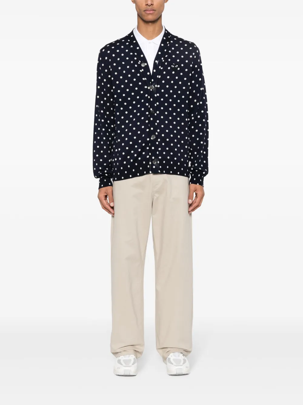 Comme Des Garçons Play polka-dot wool cardigan - Blauw