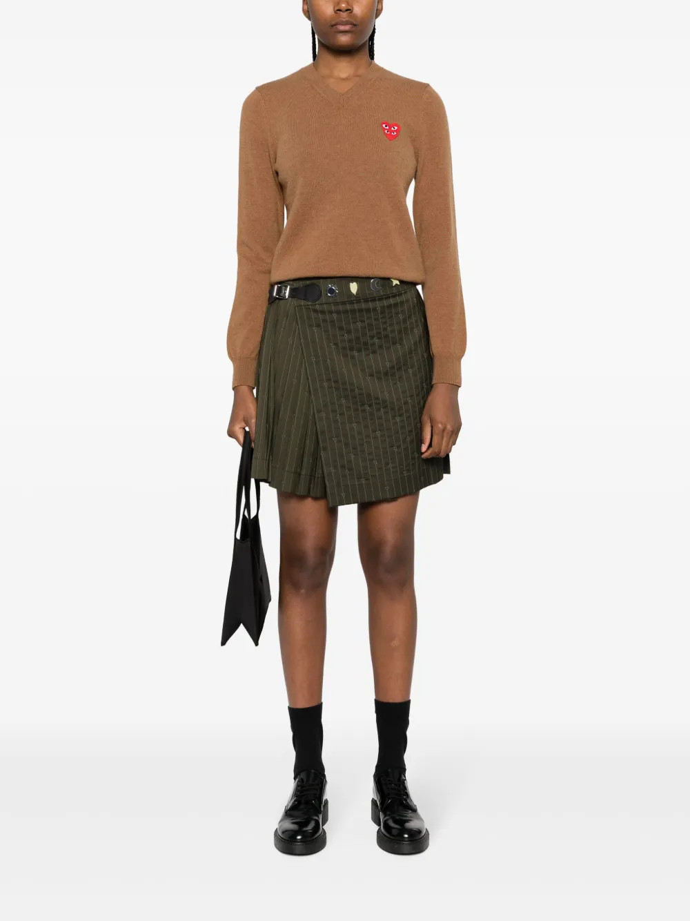 Comme Des Garçons Play overlapping heart wool jumper - Bruin