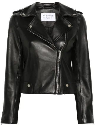 claudie pierlot ブラック レザーライダー スジャケット M 20463786_53521668_322.jpg