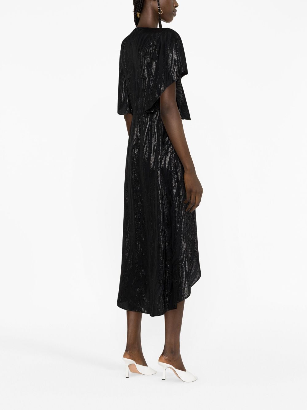 Shop Stella Mccartney Woodgrain-effect Midi Dress In Black