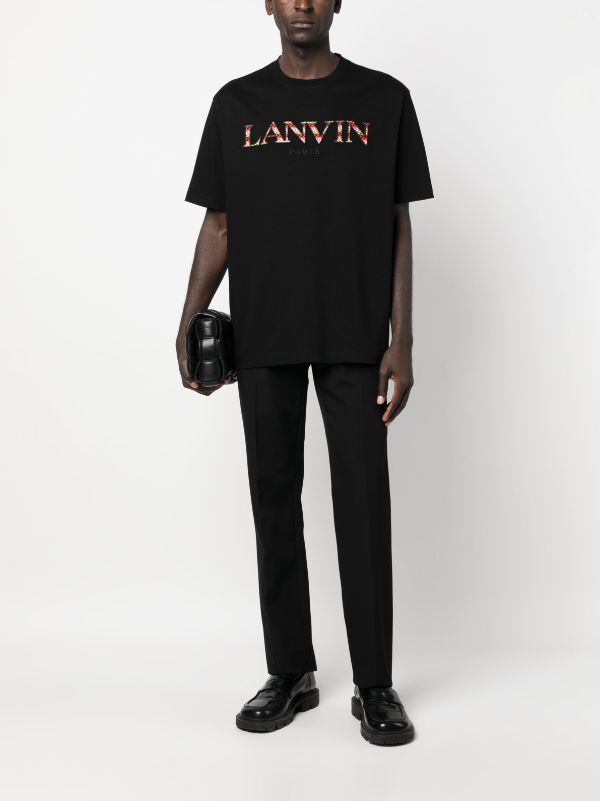 Lanvin Crew-Neck T-Shirt with 'curb' Logo Embroidery White / S