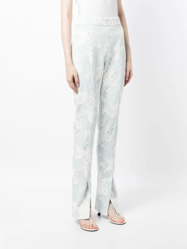 ZIMMERMANN ストレートパンツ フローラルプリント【関税なし】 ZIMMERMANN フローラル ストレートパンツ | ブルー | FARFETCH JP
