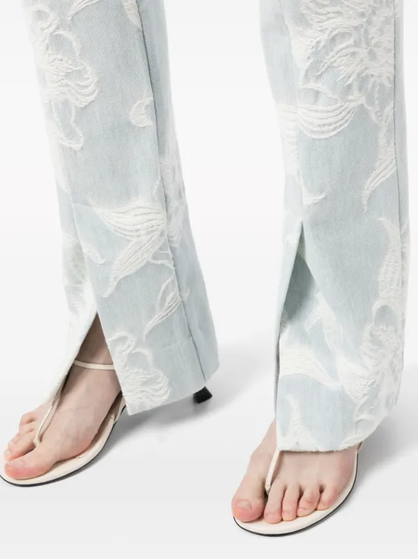ZIMMERMANN ストレートパンツ フローラルプリント【関税なし】 ZIMMERMANN フローラル ストレートパンツ | ブルー | FARFETCH JP