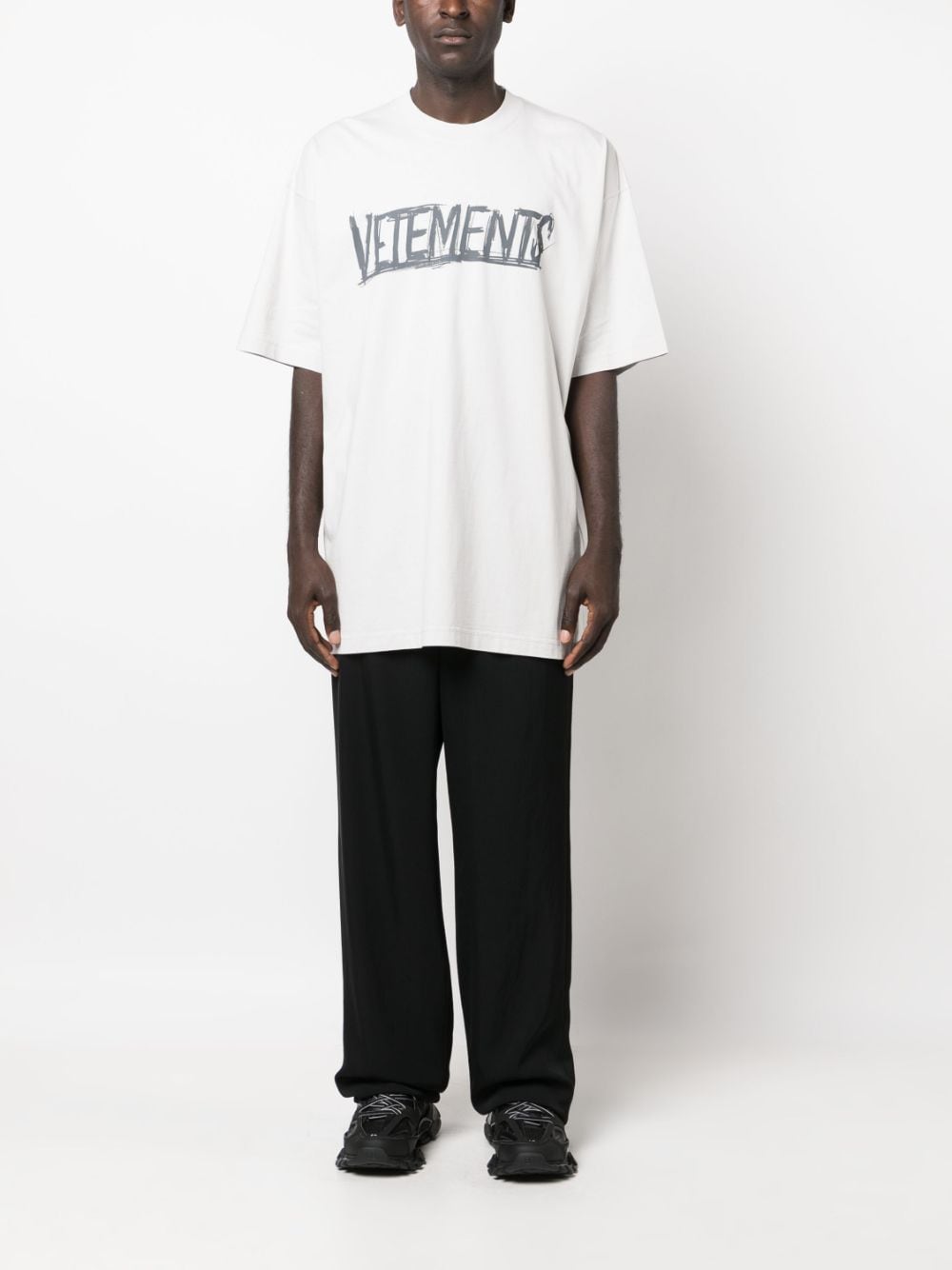 Shop Vetements Graphic-print Cotton T-shirt In Neutrals