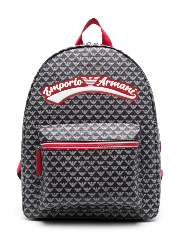 Emporio Armani Kids monogram print Backpack Farfetch