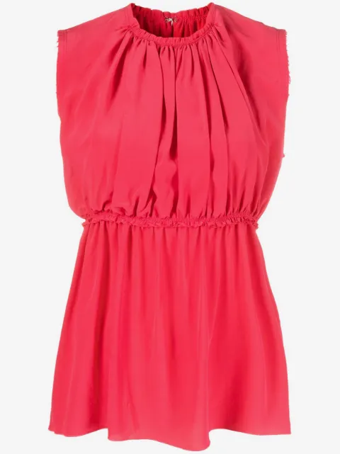 Lanvin ruched sleeveless silk blouse