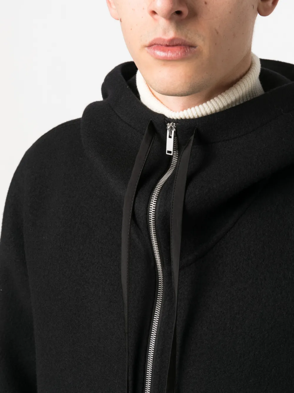 Shop Jil Sander Virgin-wool Hooded Jacket In Black