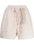By Walid embroidered-patchwork bermuda shorts - Neutrals