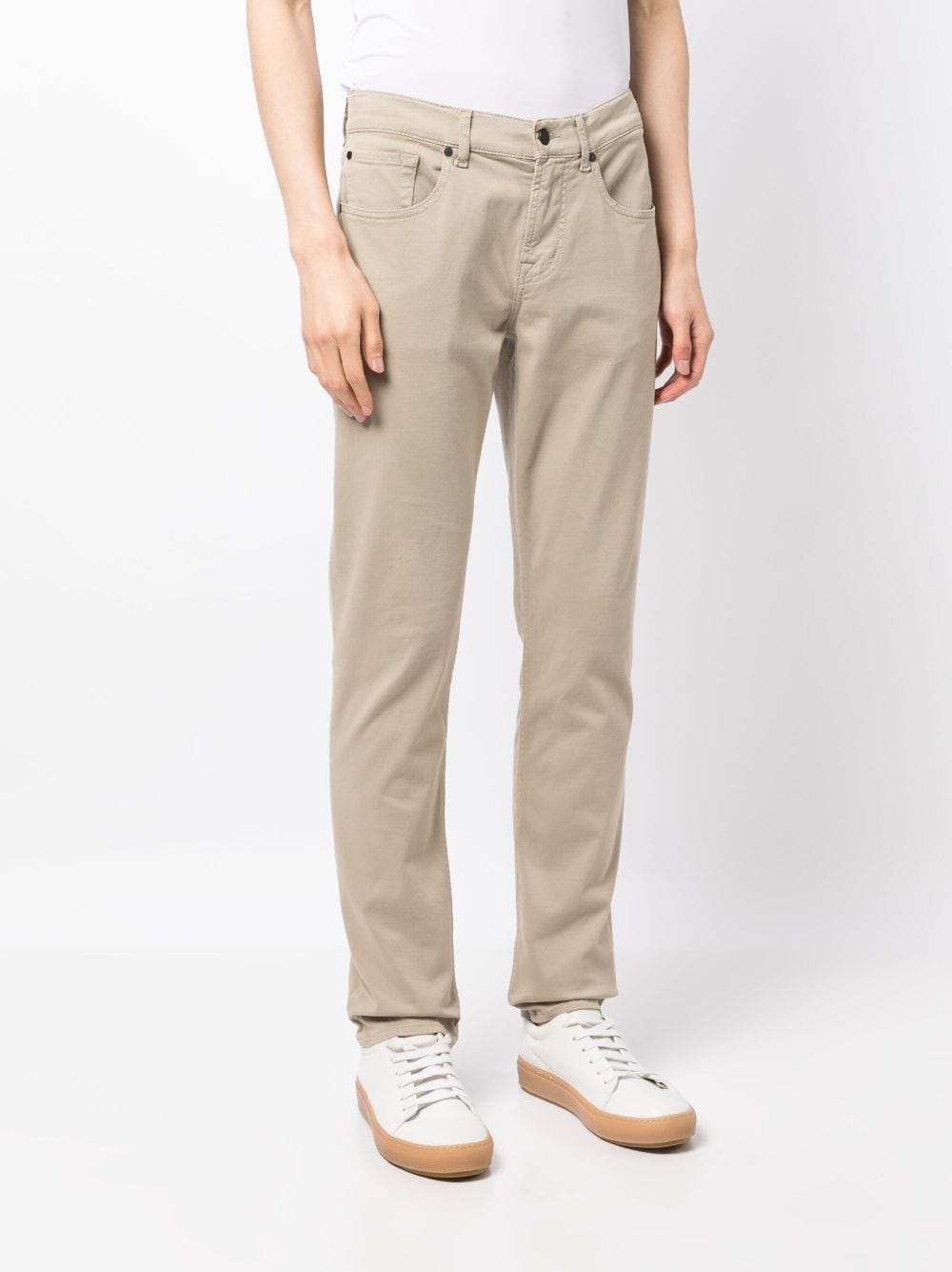 Shop 7 For All Mankind Logo-patch Tapered Trousers In Brown