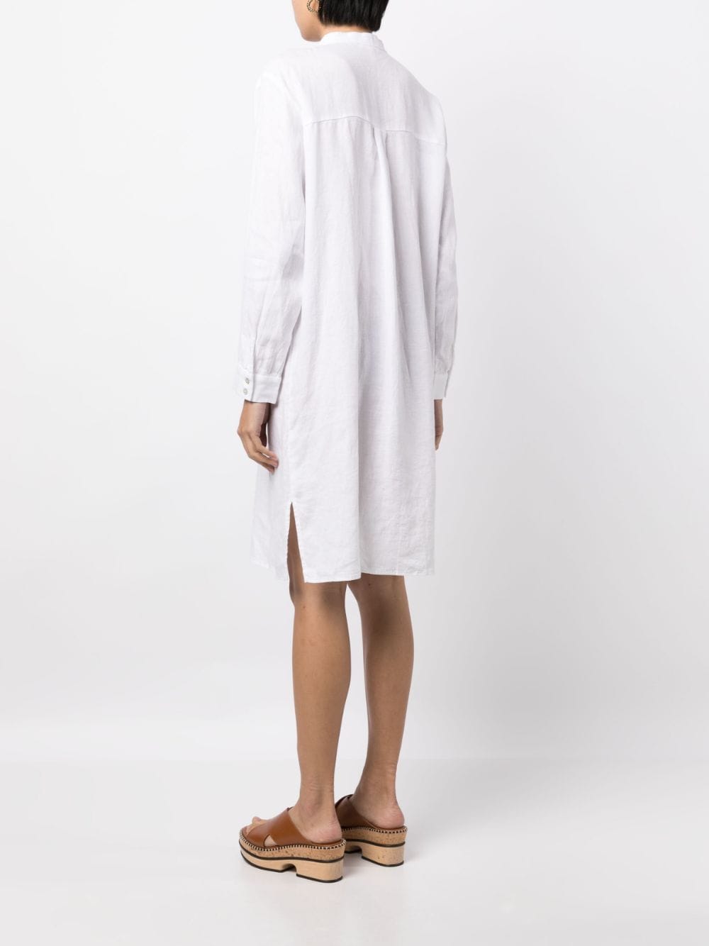 Shop Eileen Fisher Long-sleeve Linen Shirtdress In White