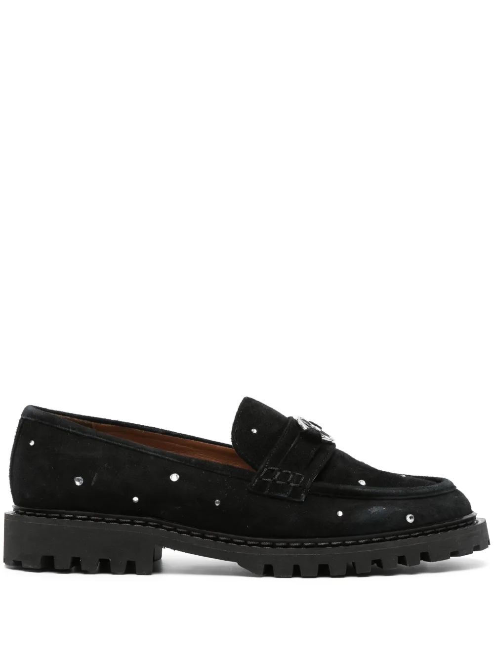 CLAUDIE PIERLOT RHINESTONES-EMBELLISHED SUEDE LOAFERS