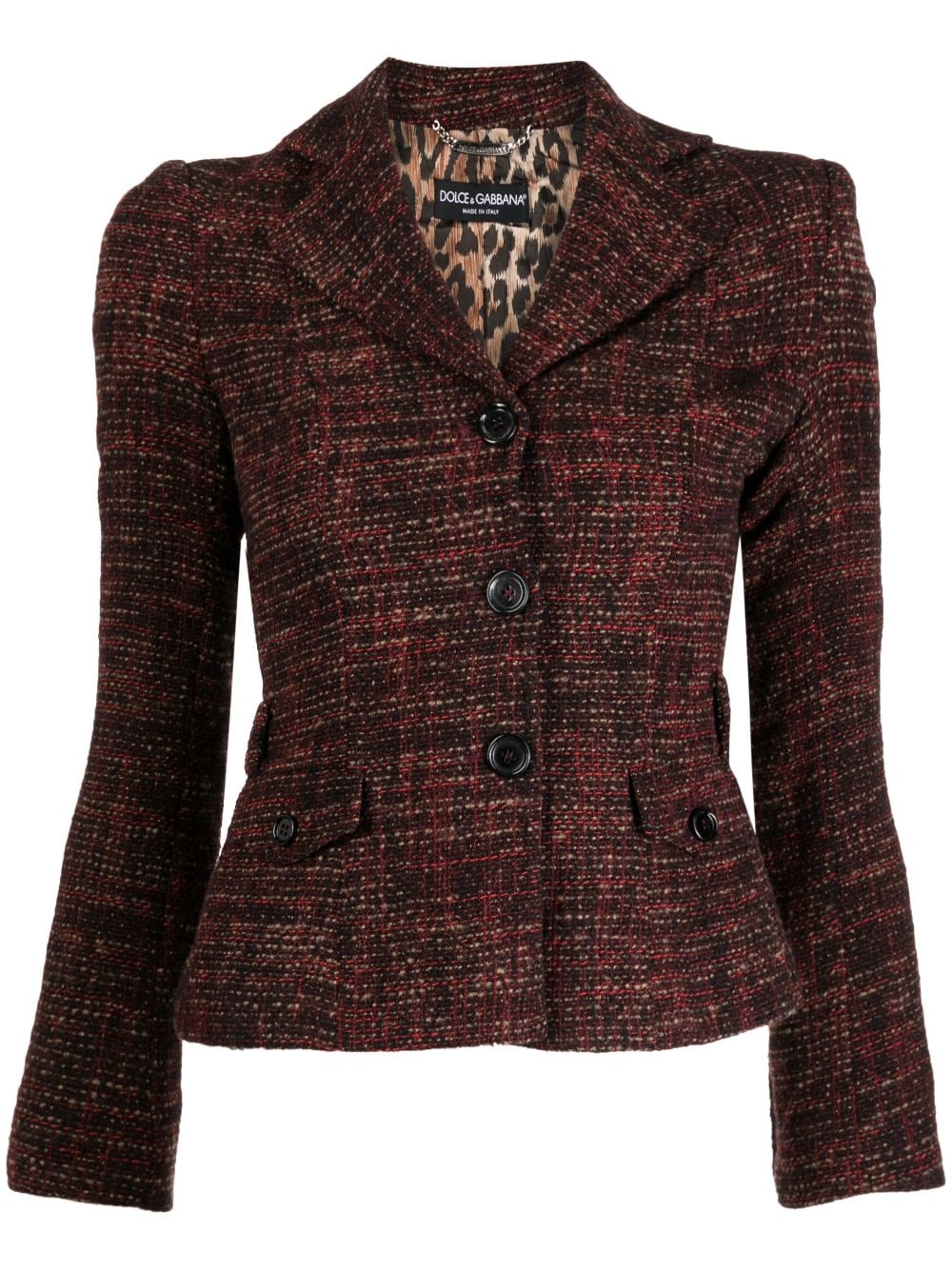 Pre-owned Dolce & Gabbana 2010s Single-breasted Tweed Jacket In Red