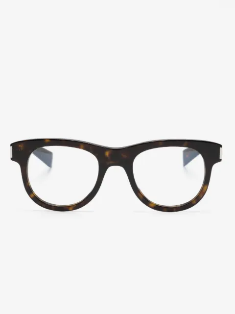 Saint Laurent Eyewear lunettes de vue rondes à effet écailles de tortue