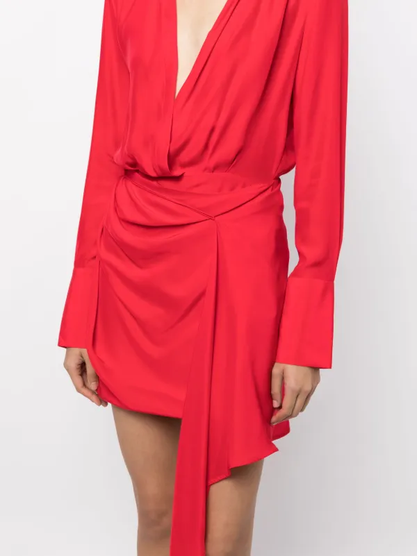 Red wrap hot sale silk dress