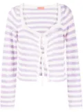 Kitri Dionne striped crochet-knit cardigan - Purple