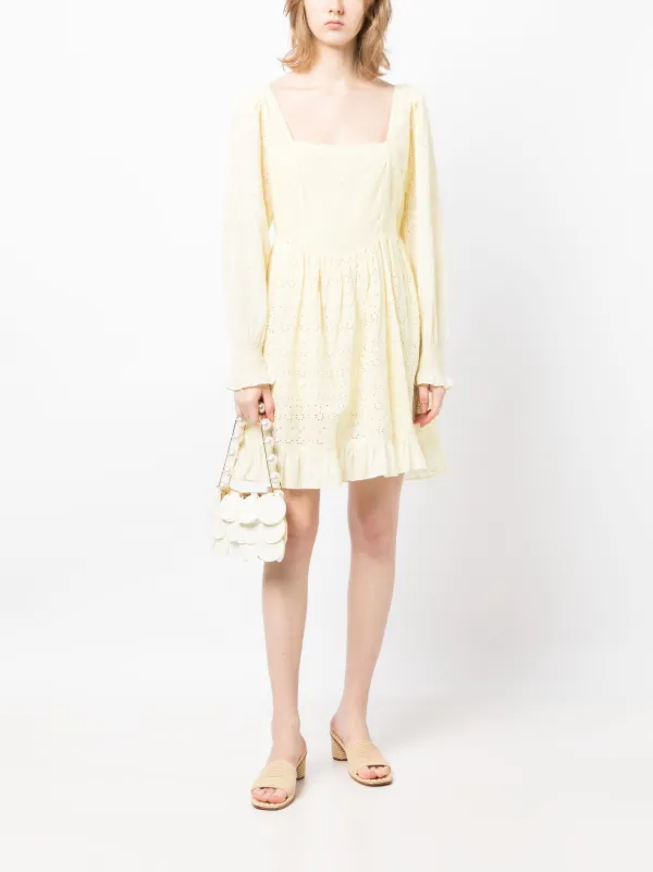 LoveShackFancy Preslina broderie anglaise Mini Dress Yellow FARFETCH SG