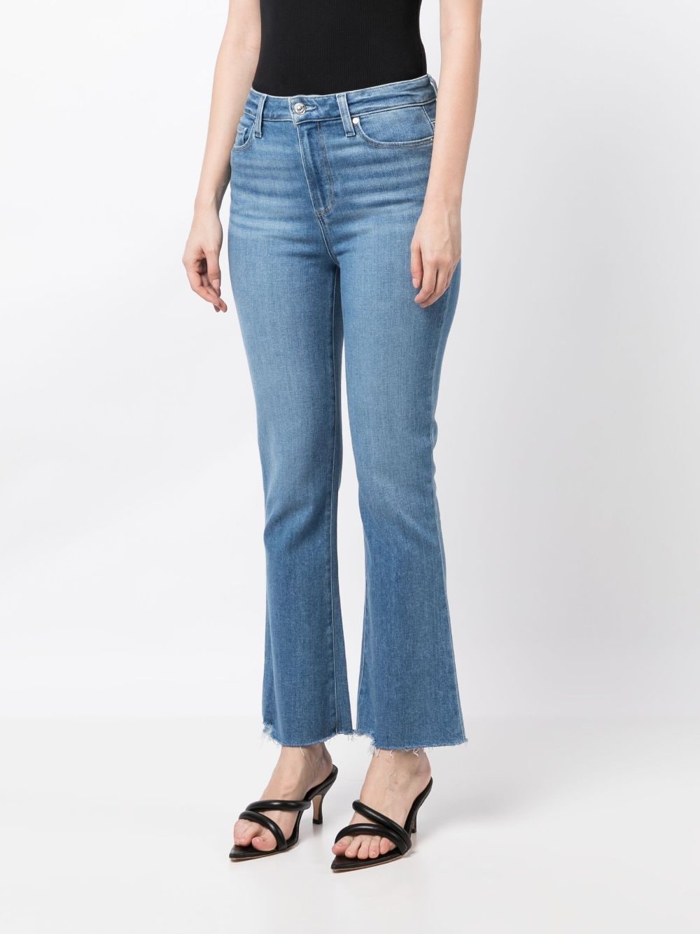 Shop Paige Claudine Cropped Flared Jeans In Blue