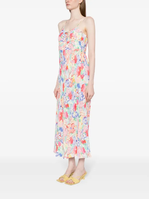 【Rixo】 Lanieプリントミディドレス Lanie Midi Dress in Blue Sun Petal Serenity