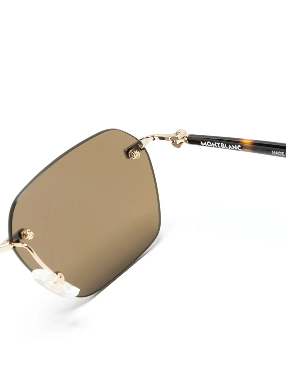  Montblanc Logo-plaque Square-frame Sunglasses - Brown 