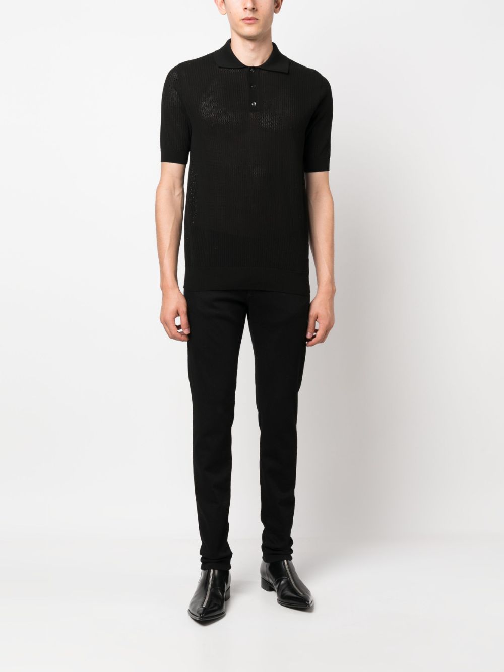 Dolce & Gabbana Gebreid poloshirt - Zwart