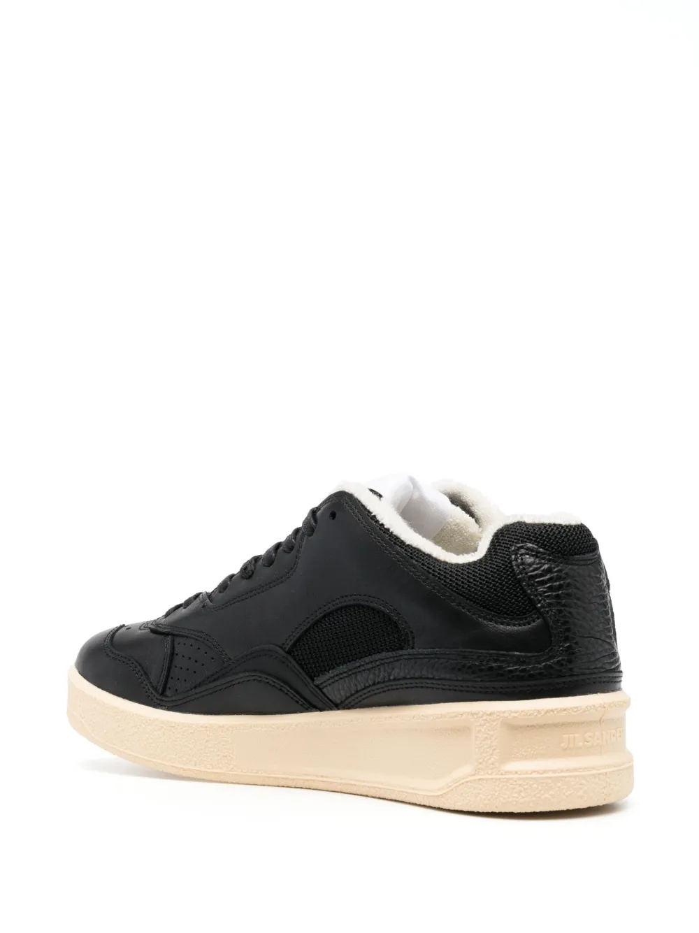 Shop Jil Sander Basket Low-top Leather Sneakers In Black