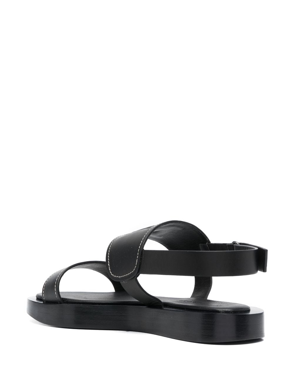 Shop Max Mara Debossed-logo Leather Sandals In Black
