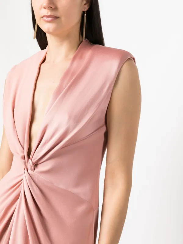 Max Mara twist-front V-neck Maxi Dress | Pink | FARFETCH
