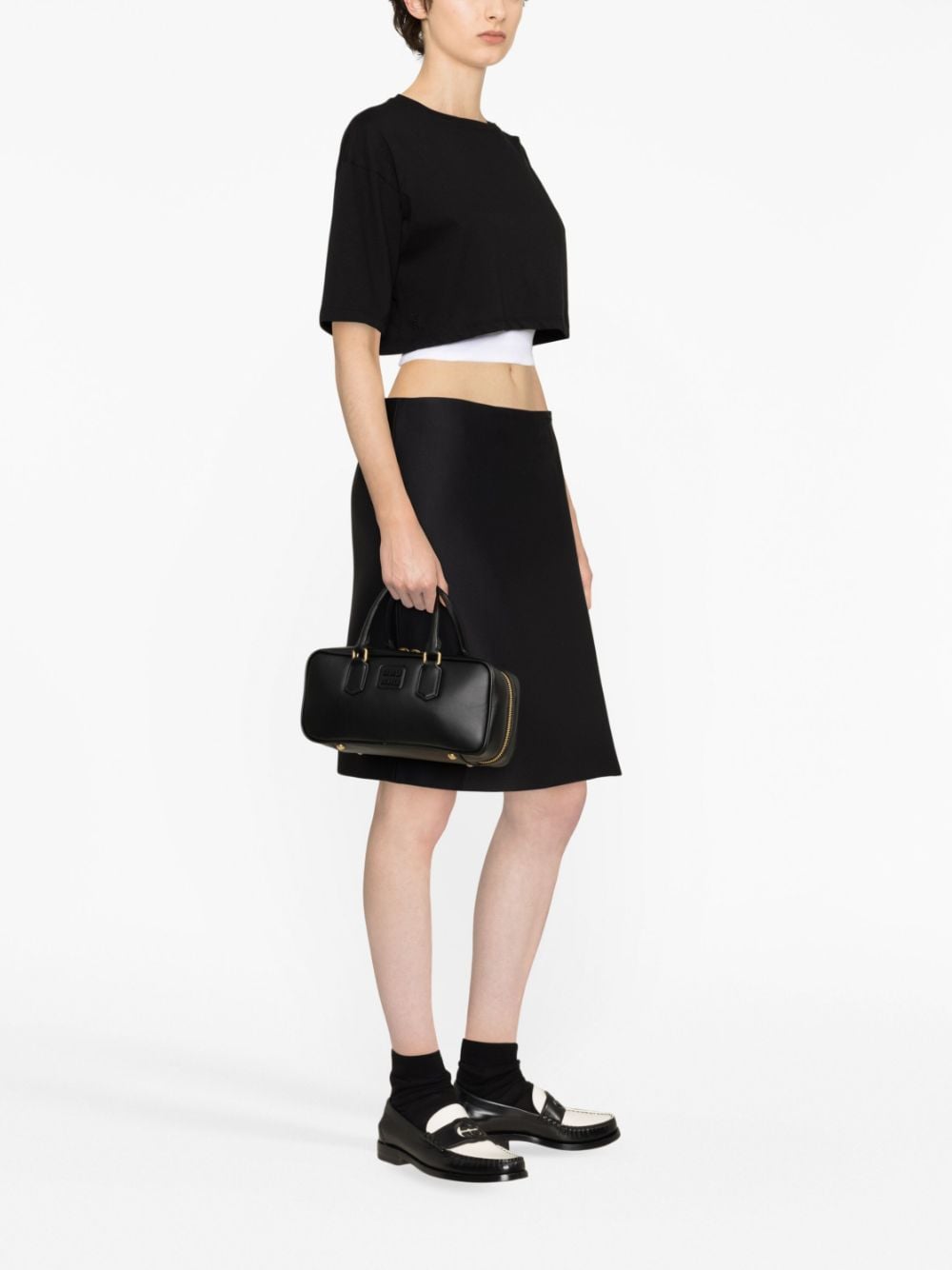 Miu Miu mini leather top-handle bag - Zwart