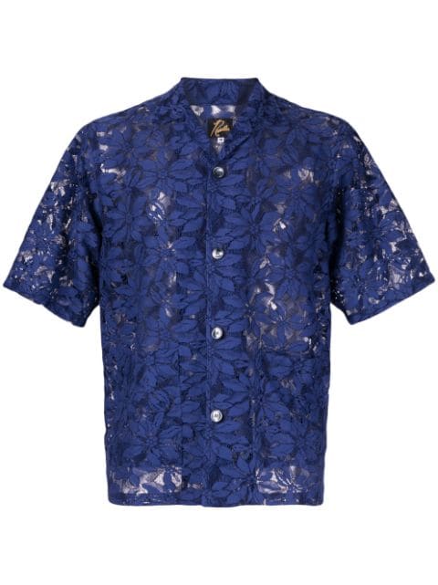 Needles - floral-lace button-up shirt