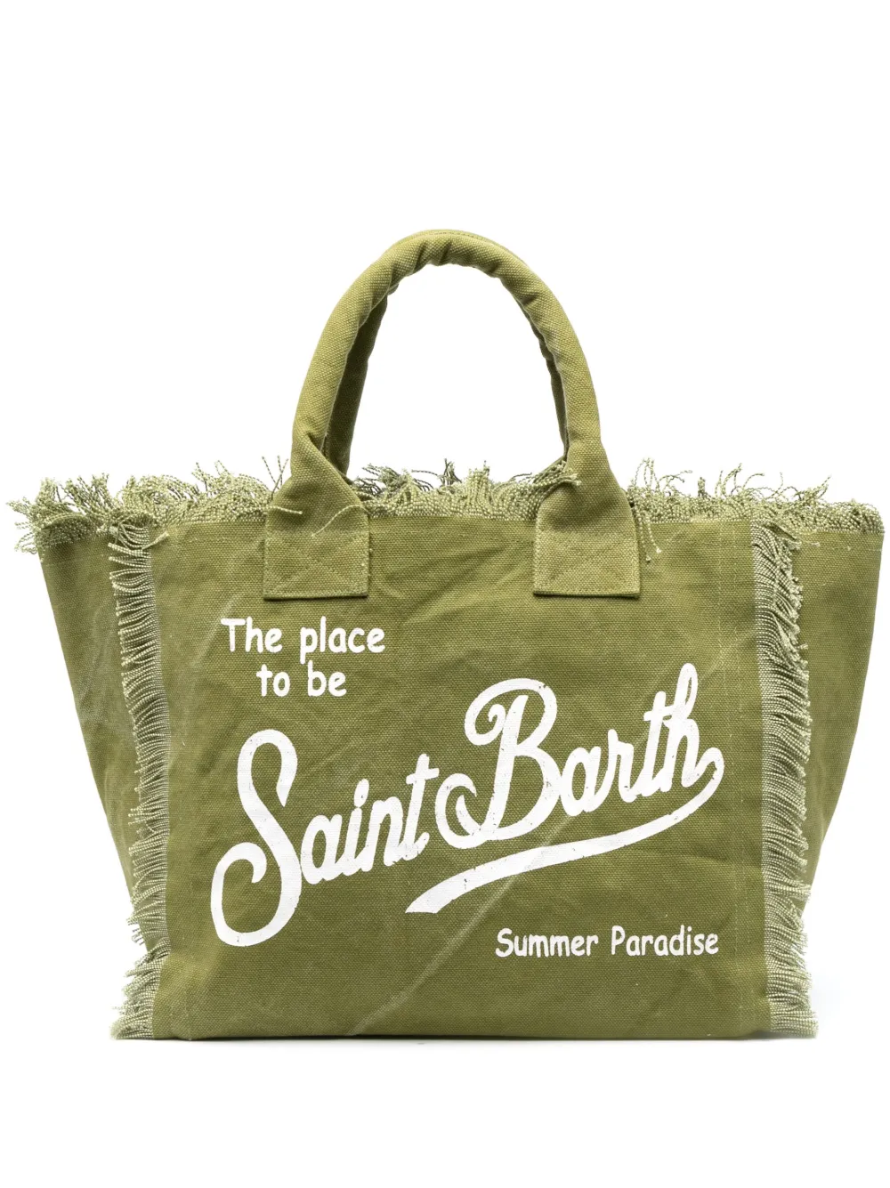 Mc2 Saint Barth Logo-print Canvas Beach Bag In Green