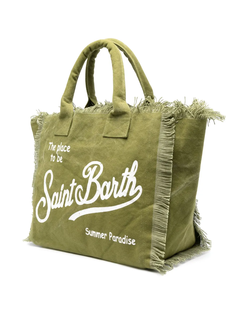 Mc2 Saint Barth Logo-print Canvas Beach Bag In Green