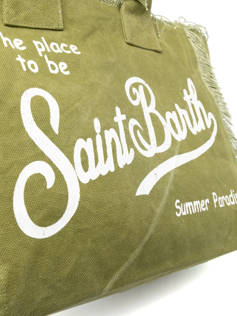 Mc2 Saint Barth Logo-print Canvas Beach Bag In Green
