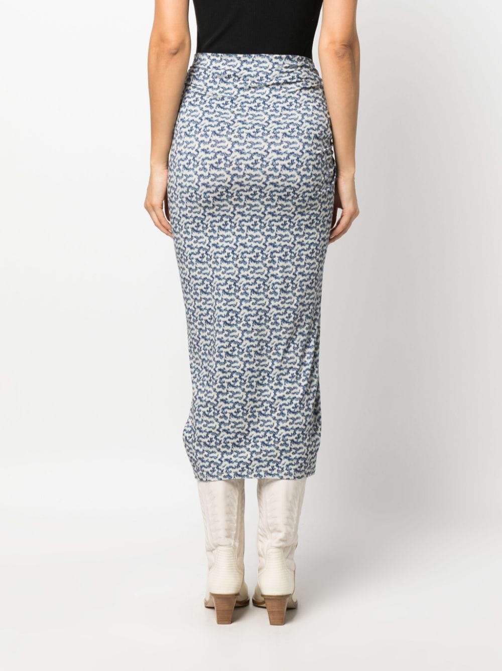 Shop Marant Etoile Graphic-print Draped Midi Skirt In Blue