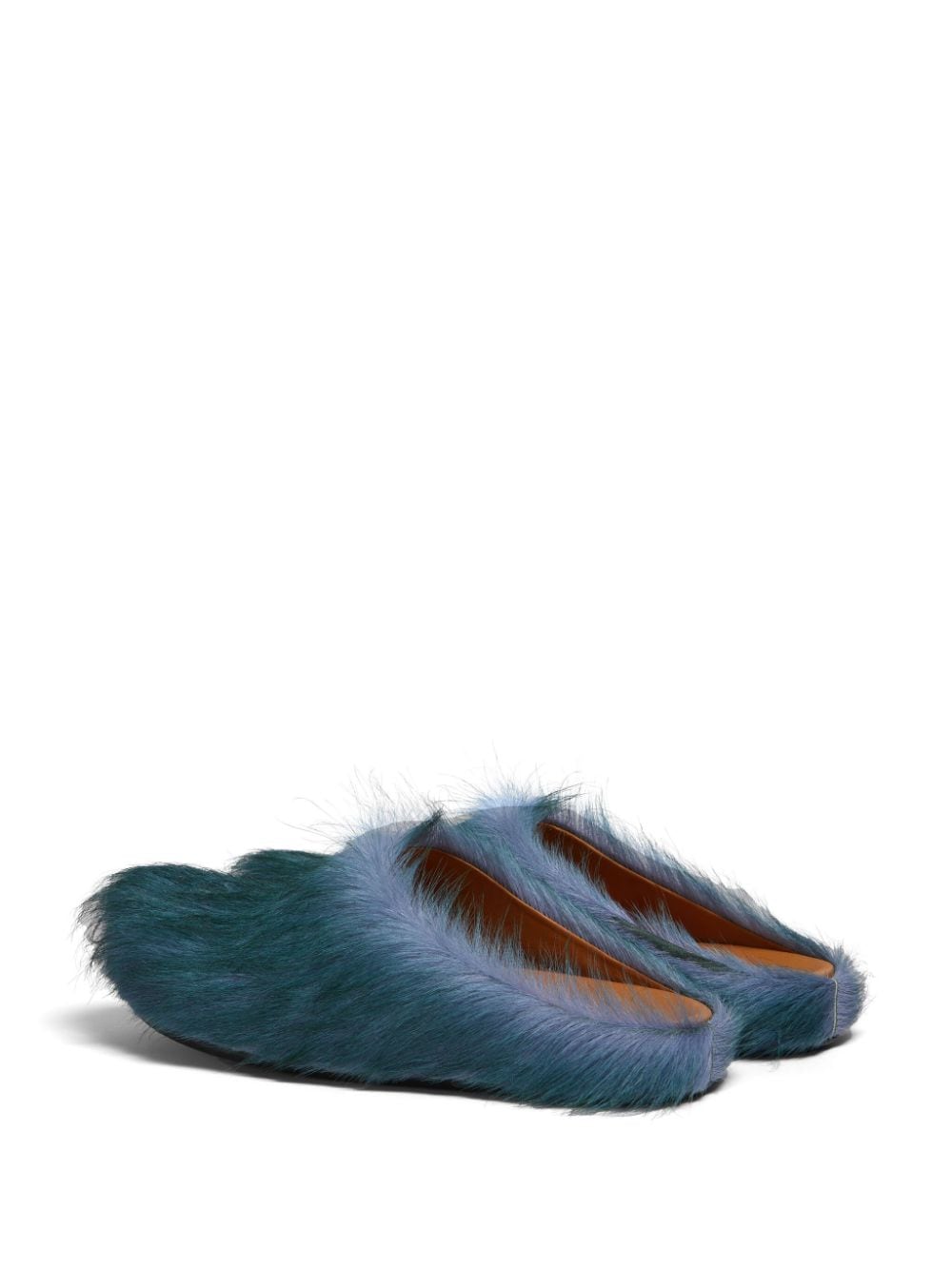 Shop Marni Fussbet Sabot Calf-hair Slippers In Blau