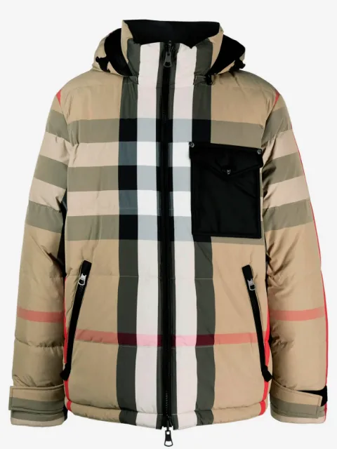 Burberry جاكيت بهودي ووجهين وطبعة كاروهات
