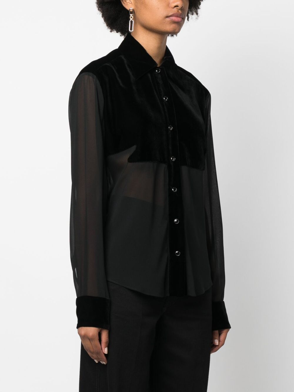 Shop Tom Ford Panelled Buttoned Silk Shirt In Schwarz