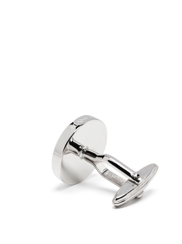 circular-design silver cufflinks