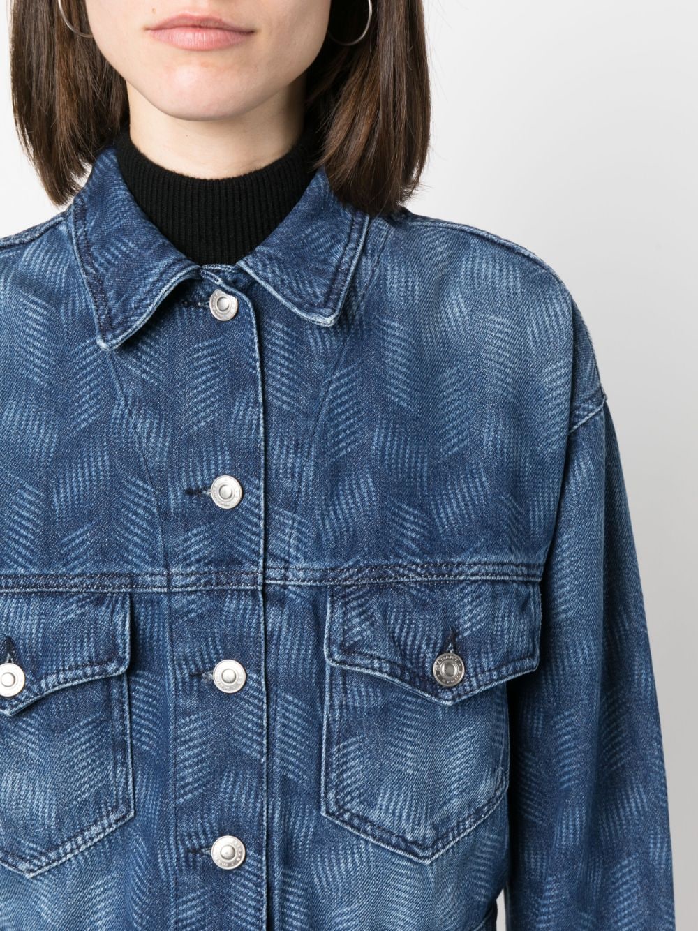 Shop Marant Etoile Stripe-pattern Denim Jacket In Blue