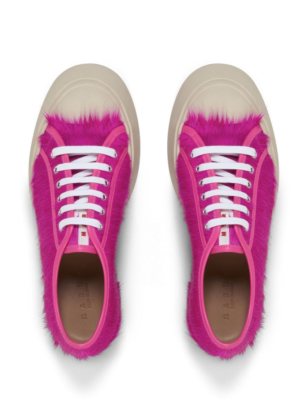 Shop Marni Pablo Calf-hair Lace-up Sneakers In Pink