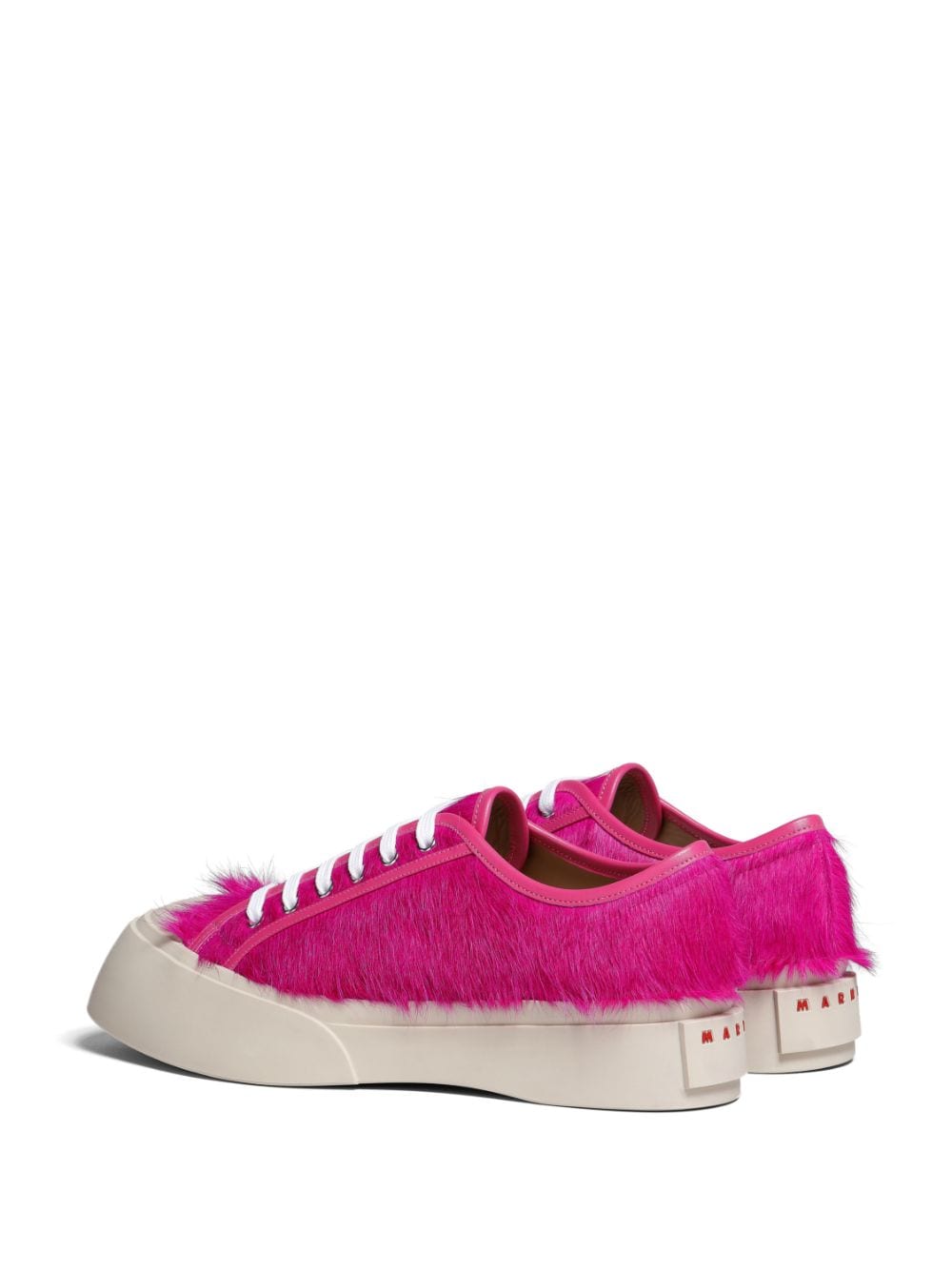 Shop Marni Pablo Calf-hair Lace-up Sneakers In Pink