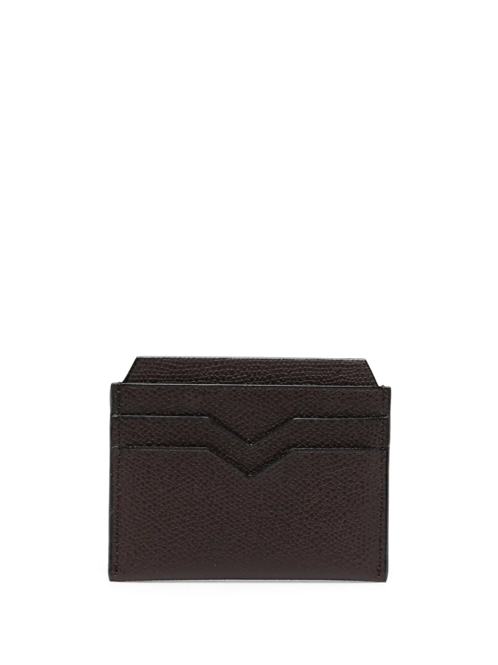 Valextra V-shaped Lacquered Edge Cardholder In Grigio