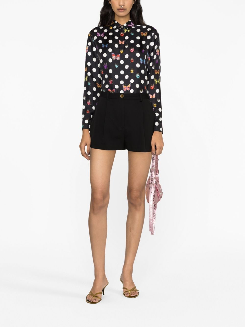 Versace Women's Allover Polka Dot Short-sleeved Shirt